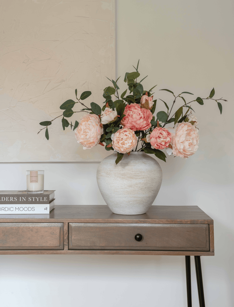 Faux Arrangement - Peony & Eucalyptus Blush