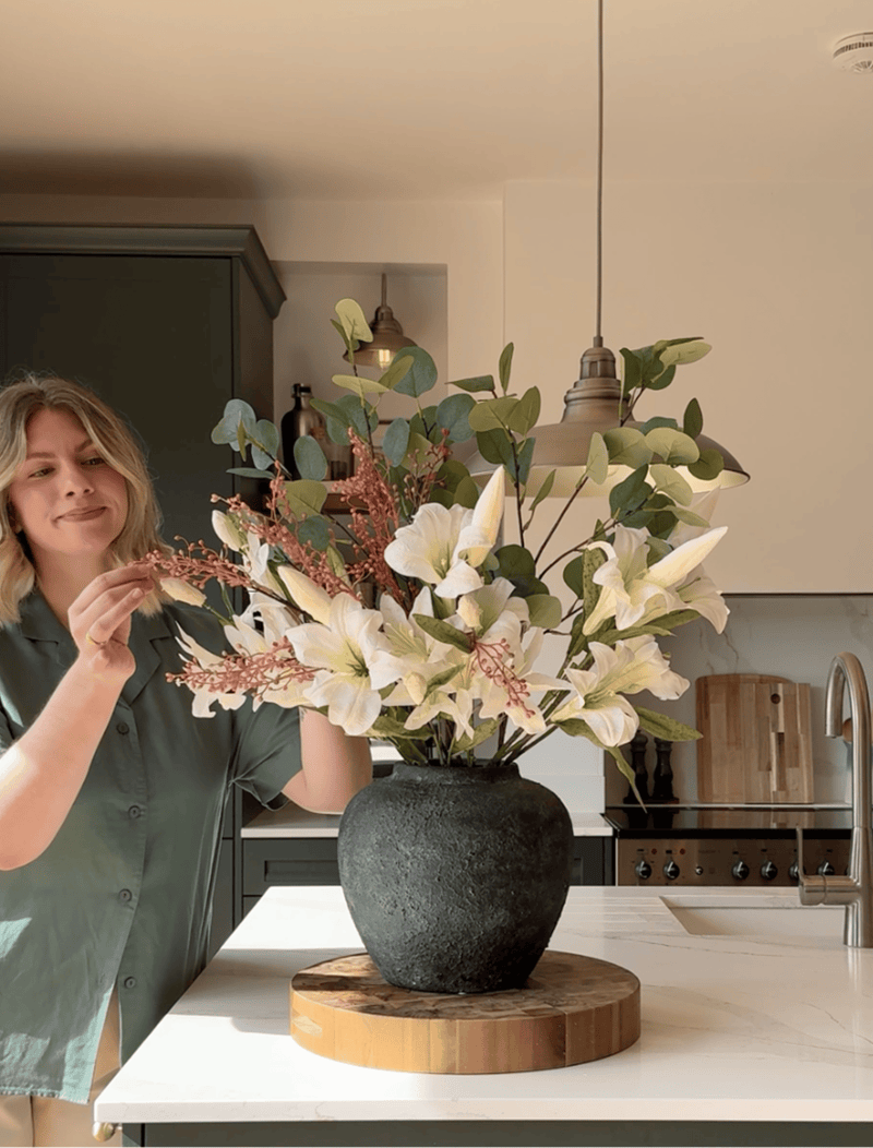 Faux Arrangement - White Lily & Eucalyptus