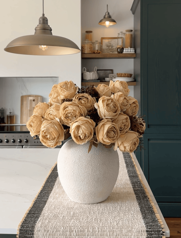 Faux Large Rose Arrangement - Beige (3 Stems/21 Roses)