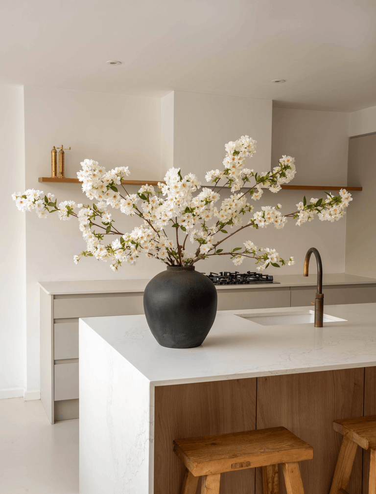 Faux Japanese Cherry Blossom - White (6 Stems)