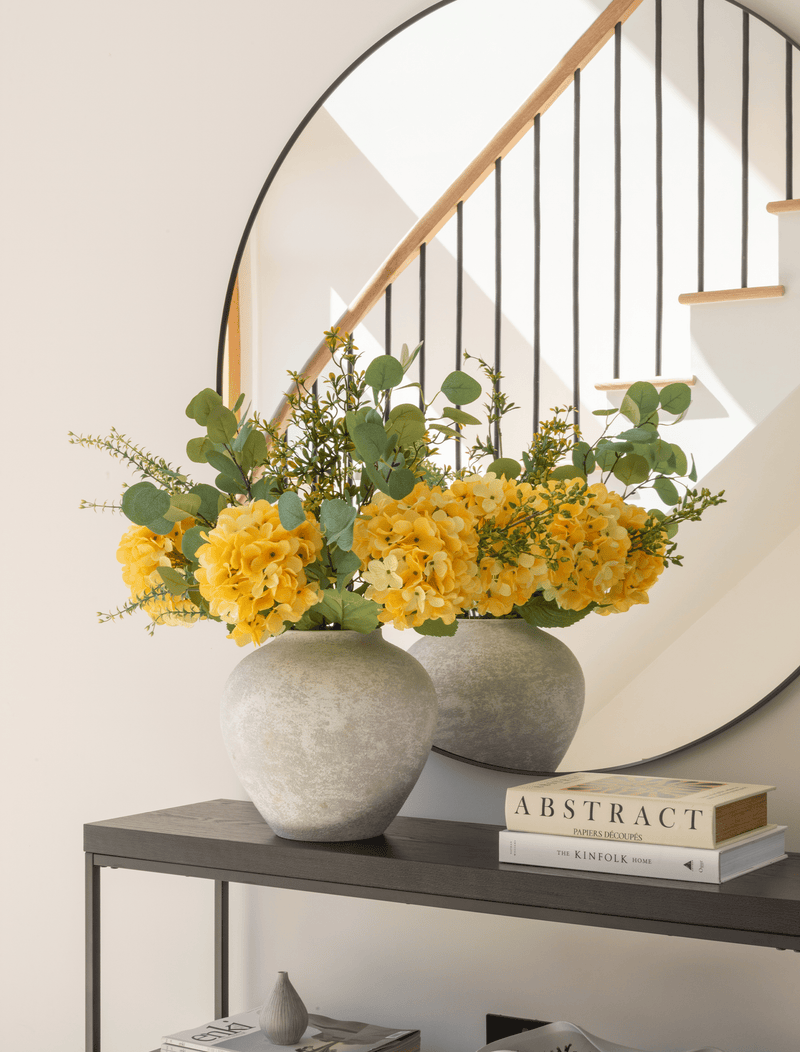 Faux Arrangement - Eucalyptus & Yellow Hydrangea