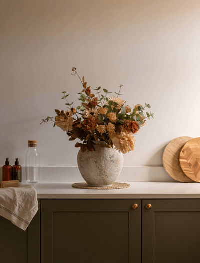 Faux Autumn Arrangement - Green & Beige