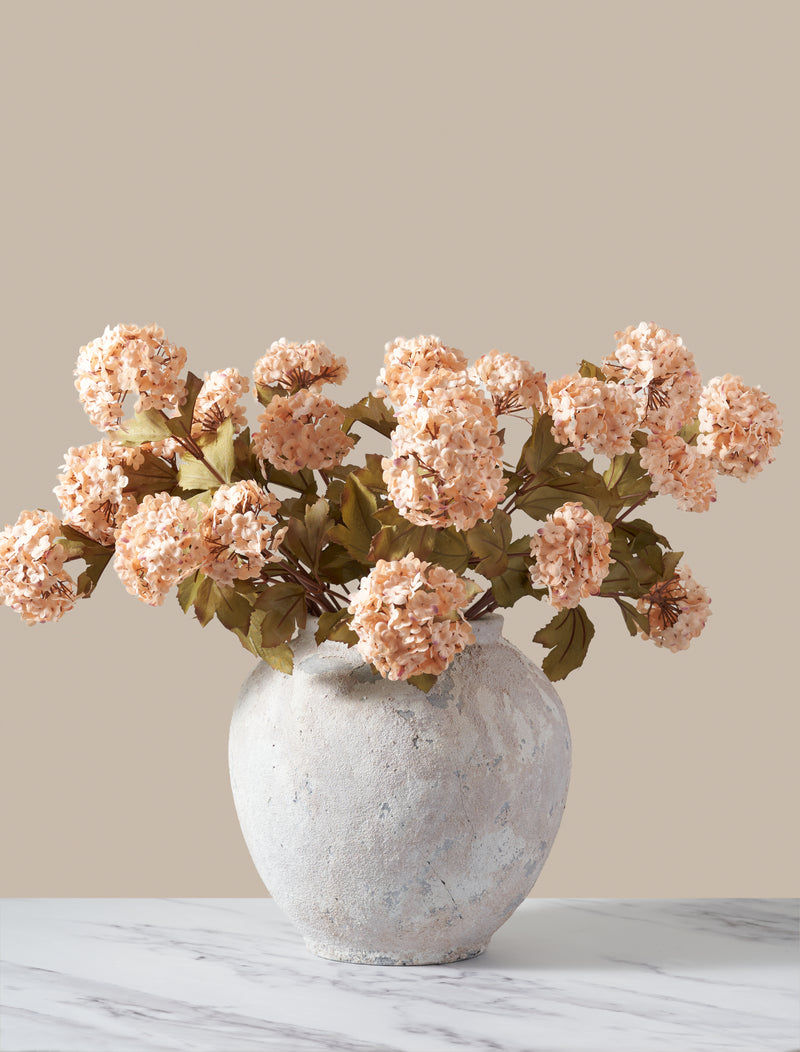 Faux Viburnum Flower - Apricot (7 stems / 21 heads)