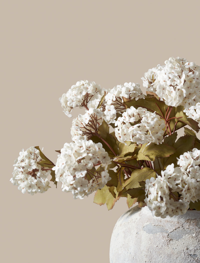 Faux Viburnum Flower - White (7 stems / 21 heads)