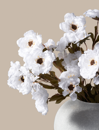 Faux Moutan Peony - White (8 Stems / 46 Peonies)