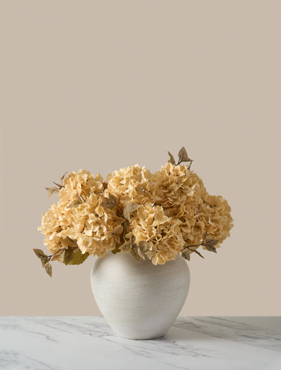 Faux Hydrangea Autumn Bouquet - Cream (7 stems)