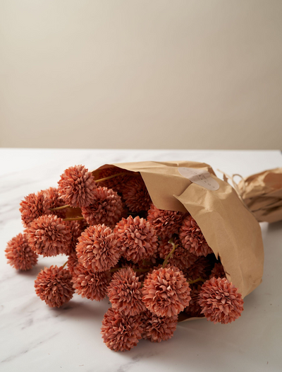Faux Kiku Flower - Umber (10 Stems / 50 Heads)