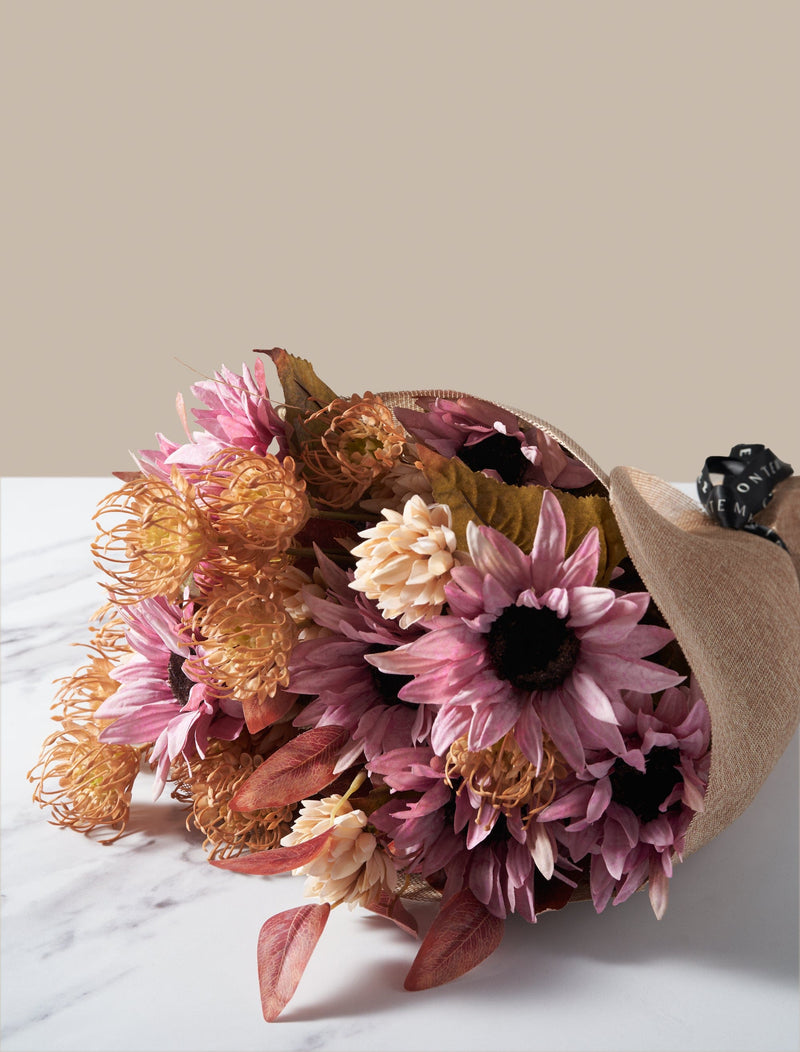 Faux Autumn Arrangement - Pink & Beige