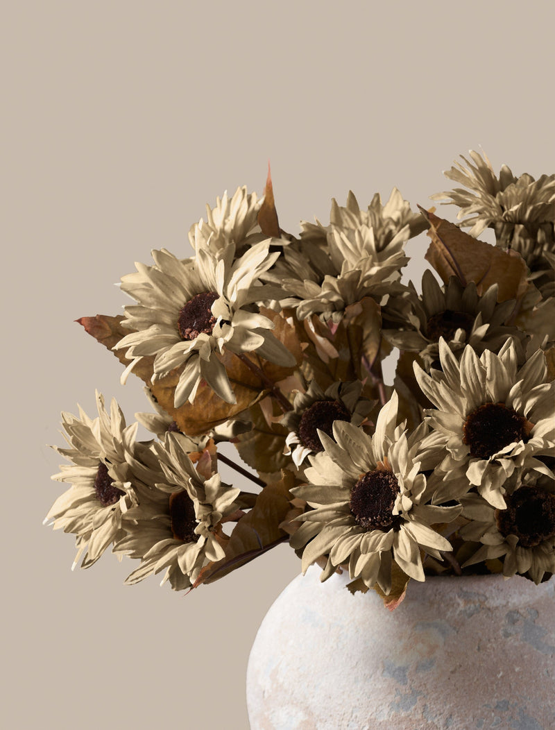 Faux Autumn Sunflower - Rustic Green (3 Stems/21 Sunflowers)