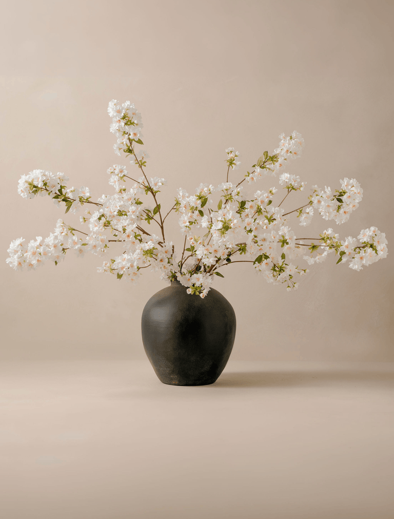 Faux Japanese Cherry Blossom - White (6 Stems)