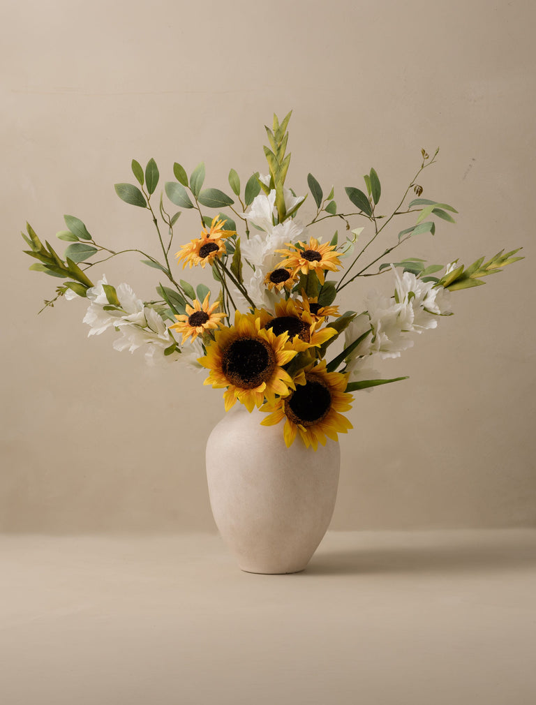 Faux Arrangement - Sunflower & White Gladiolus
