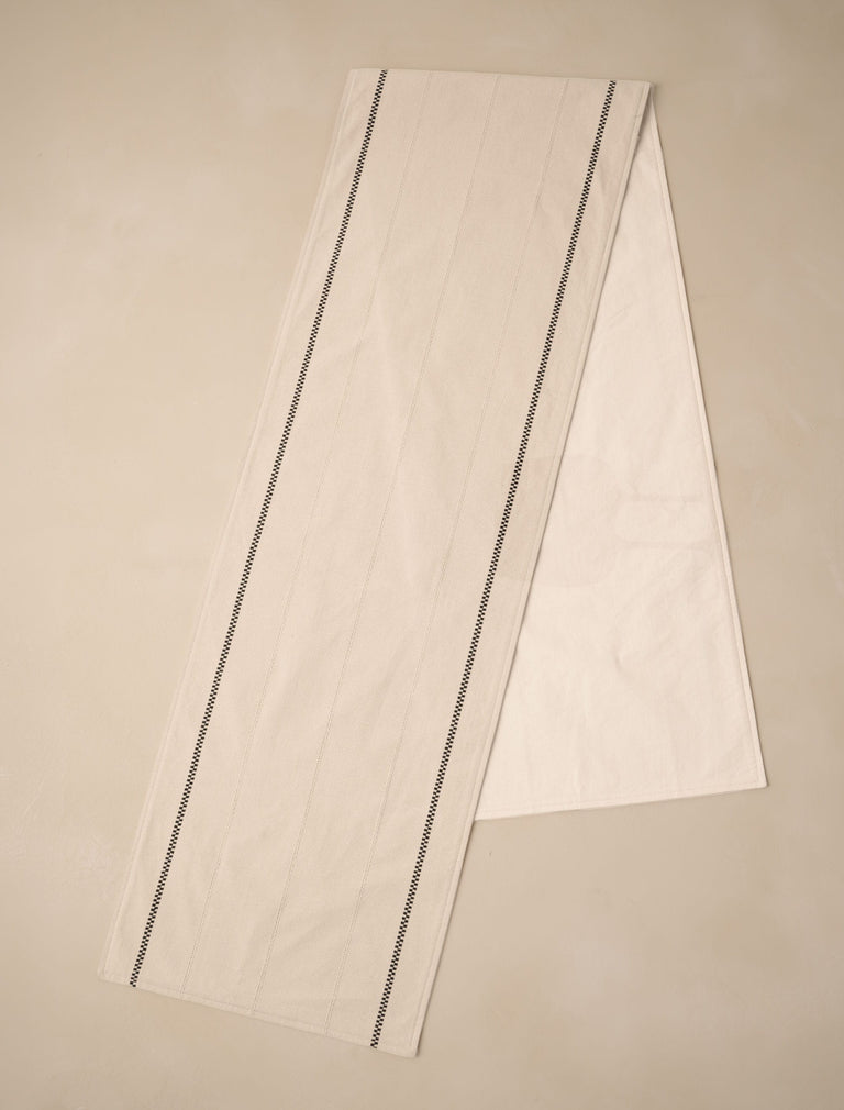 Ladder Stripe Beige & Black Table Runner 200cm