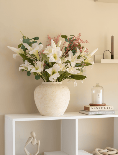 Faux Arrangement - White Lily & Eucalyptus