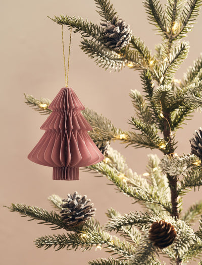 Christmas Paper Hanging Decoration - Pink Tree (Set of 3)