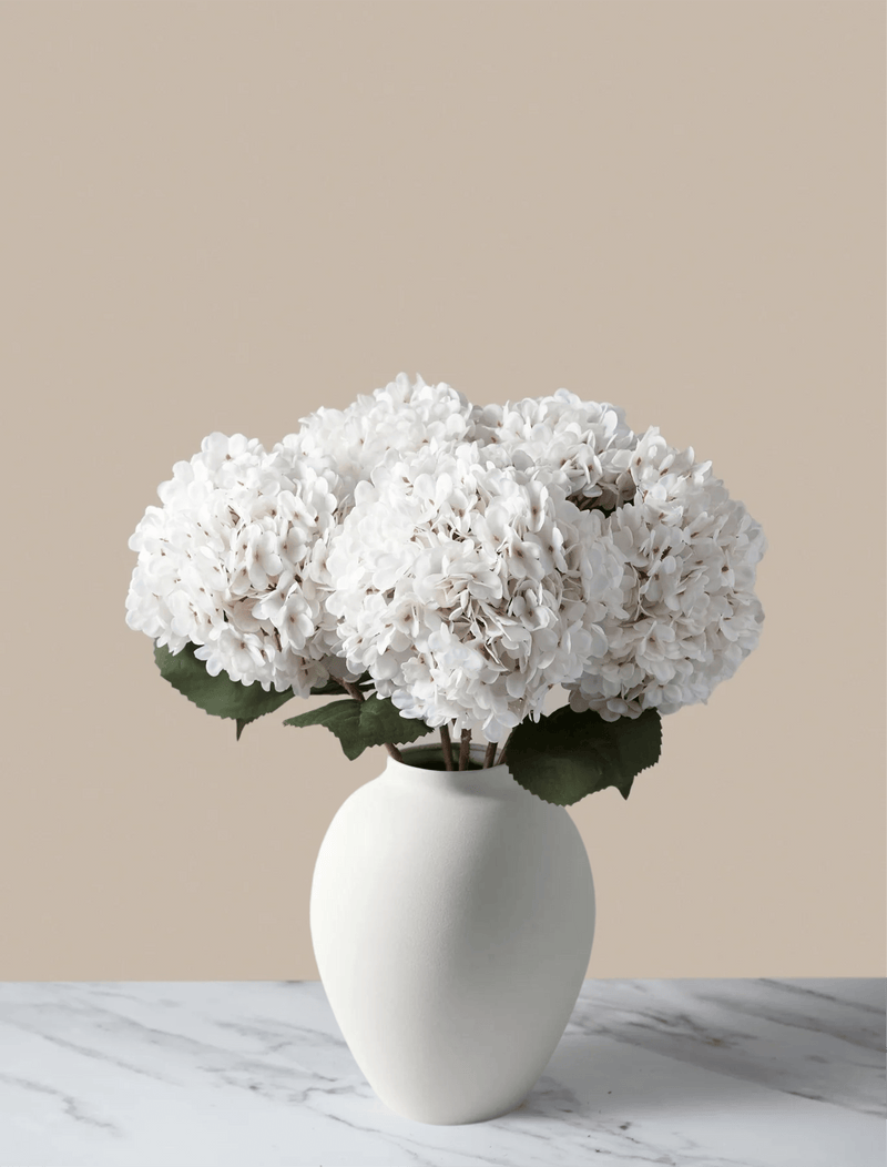 Large Faux Hydrangea - White (5 Stems)