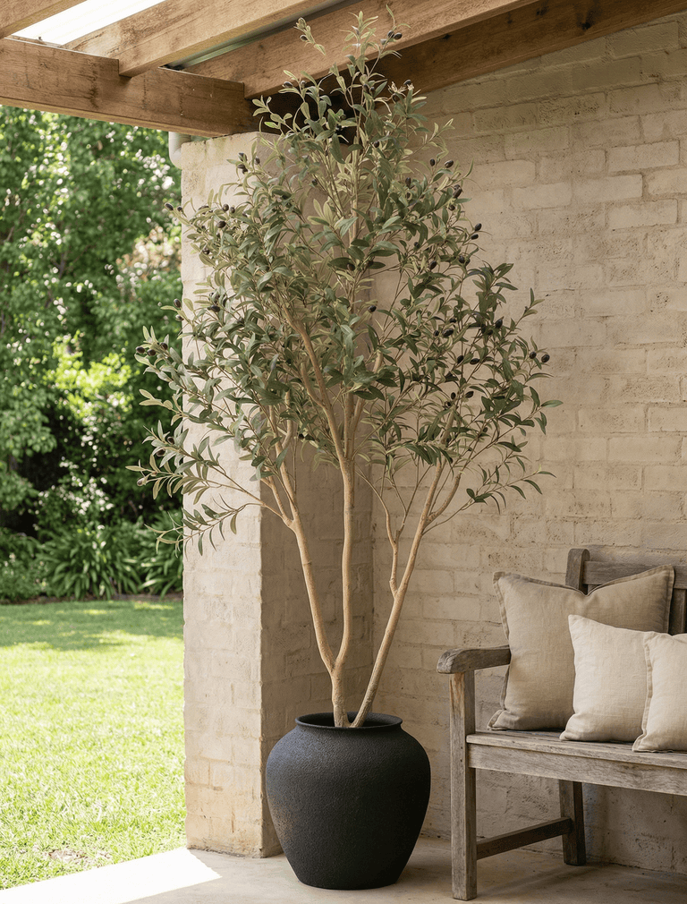 Faux Outdoor Mediterranean Olive Tree (Indoor or Outdoor) 200cm / 6ft 7in