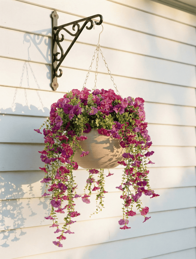 Outdoor Hanging Petunia Basket - Purple